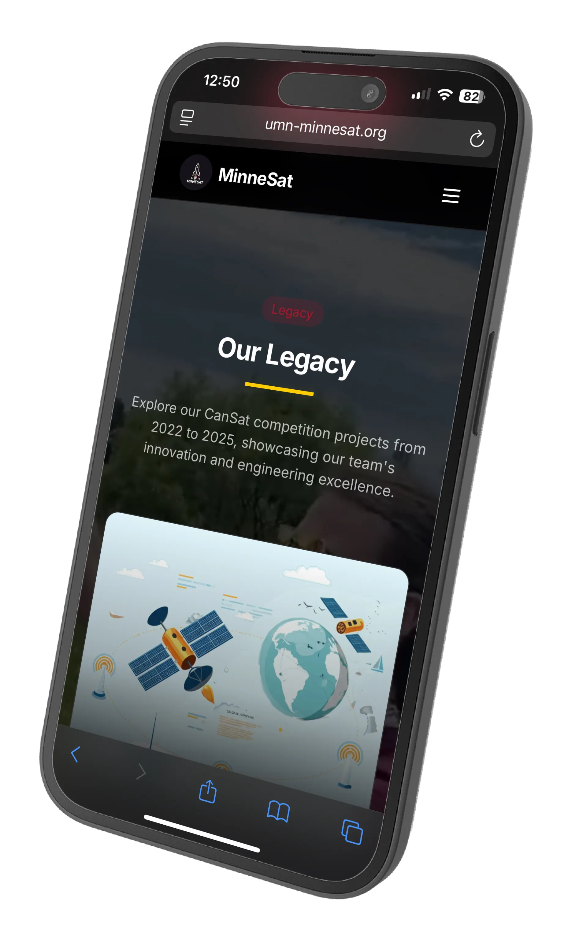 Mobile website showcase - MinneSat responsive design